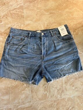 Madewell pleated denim short cotton lyocell blend new NWT spring summer beach